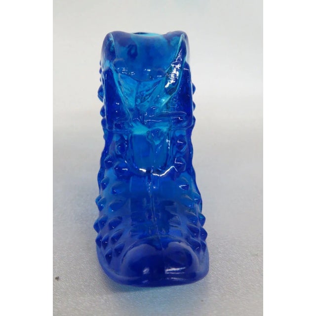 Fenton Blue Hobnail Cat Head Victorian Glass Slipper Shoe Figurine For Sale In Miami - Image 6 of 12
