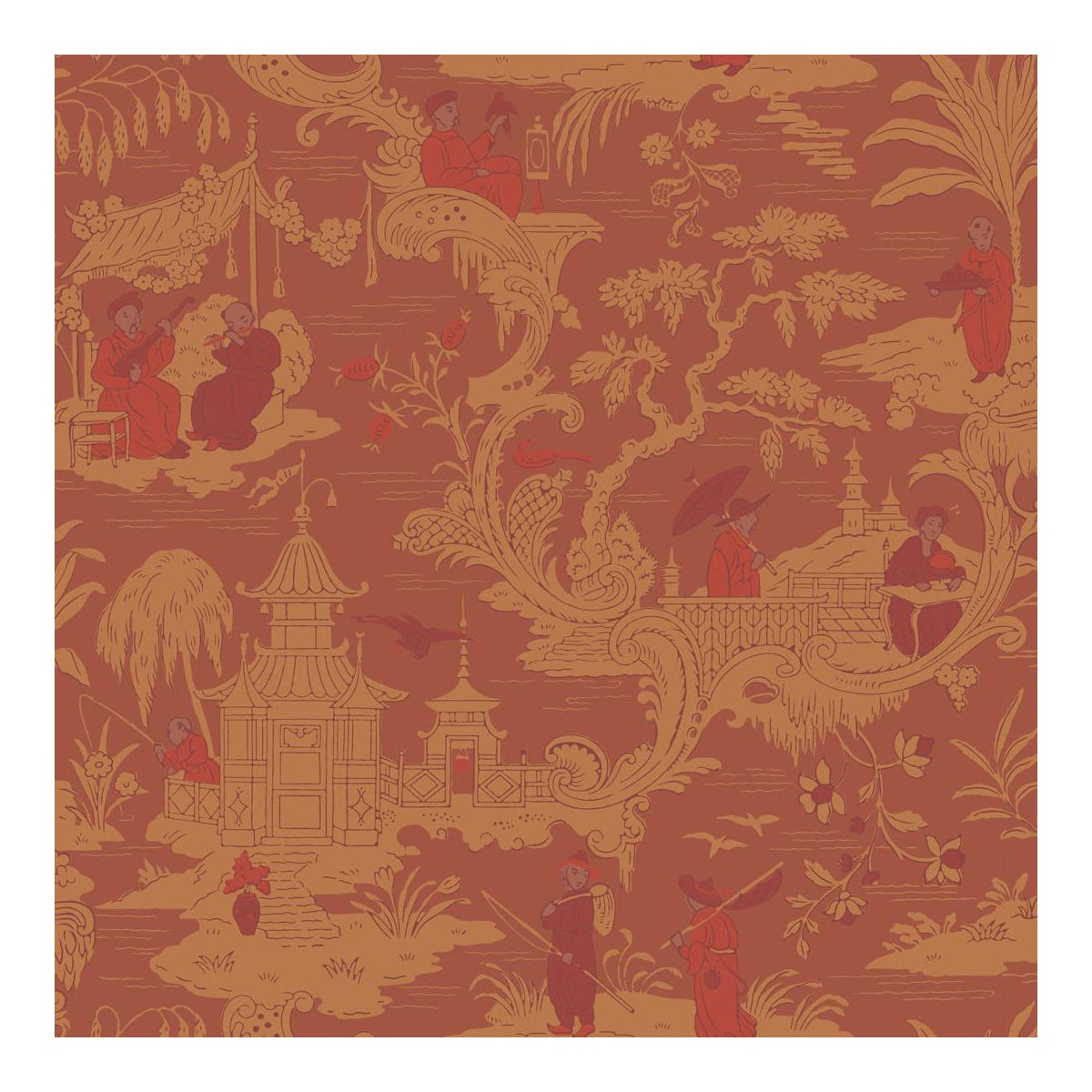 Sample Chinese Toile Red Cole Sons Chinoiserie Wallpaper Chairish An early cole & son design, chinese toile, has been given a contemporary update whilst retaining the oriental bearing of its past. sample chinese toile red cole sons chinoiserie wallpaper