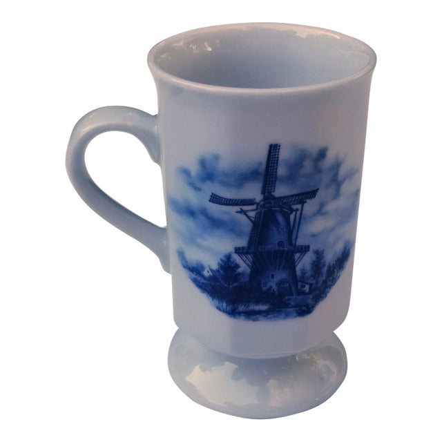 1960s Small Blue and White Delft Windmill Mug For Sale