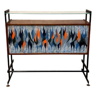Bar Cabinet with Enamelled Panel, 1960s For Sale