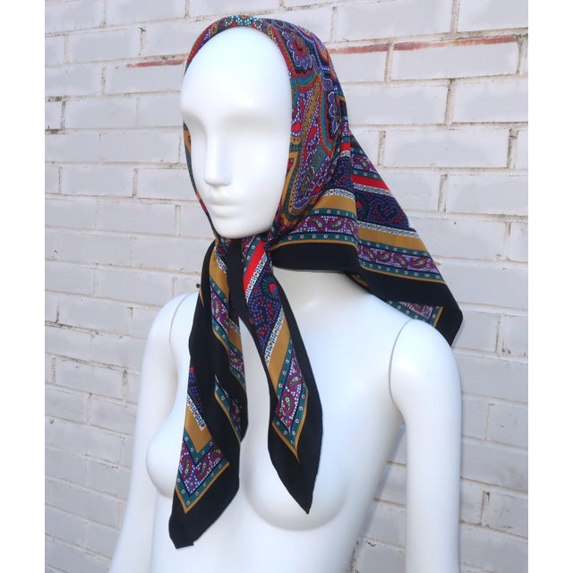 Vintage Yves Saint Laurent Paisley Style Silk Scarf | Chairish