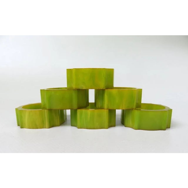 Art Deco Catalin Napkin Rings in Green Amber, Set of 6 For Sale - Image 18 of 18