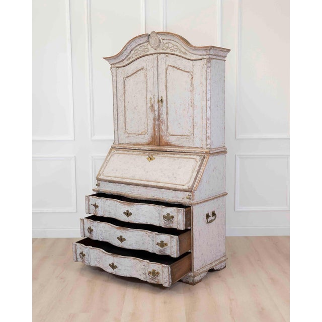 18th Century Danish Rococo Secretary with Serpentine Front, circa 1760 For Sale - Image 11 of 12
