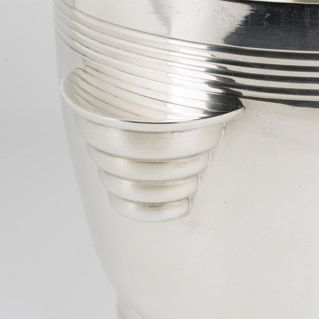1940s Art Deco Silver Plate Wine Cooler, Ice Bucket by French Silversmith Desvignes For Sale - Image 5 of 8