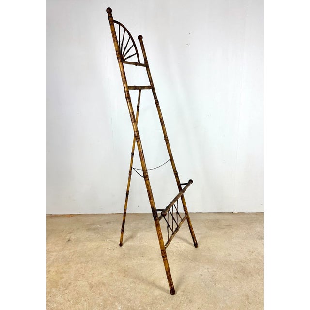Victorian Antique Late 19th Century English Scorched Bamboo Display Easel For Sale - Image 3 of 12