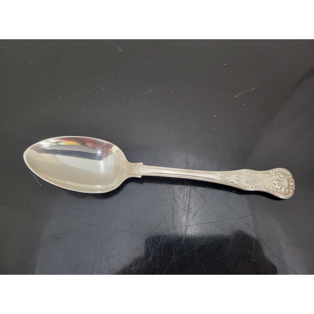 Queen Anne London 19th Century Queens Pattern Sterling Silver 8 7/8" Tablespoon Set of 6 For Sale - Image 3 of 9