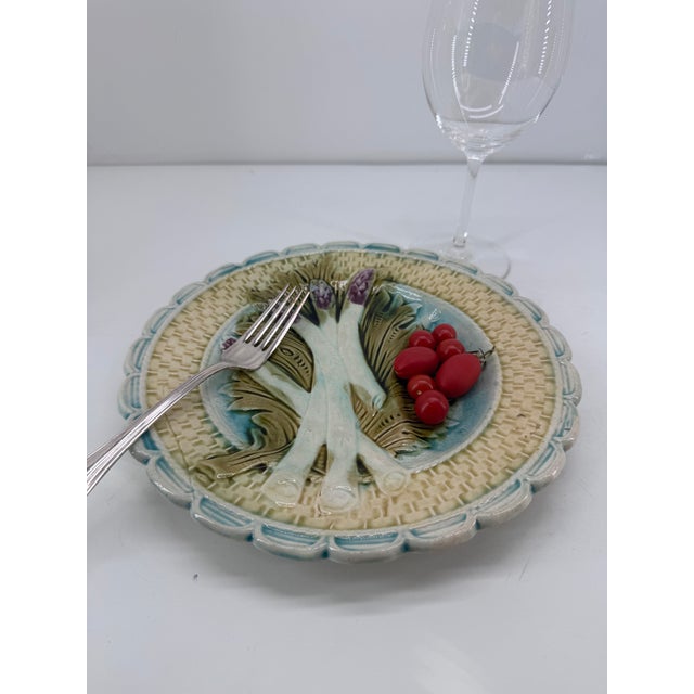 Ceramic Late 19th Century French Majolica Asparagus Plate From Salins For Sale - Image 7 of 7