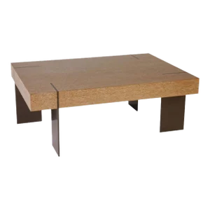 Architectural Antoine Proulx Designer Bronze and Wood Coffee Table