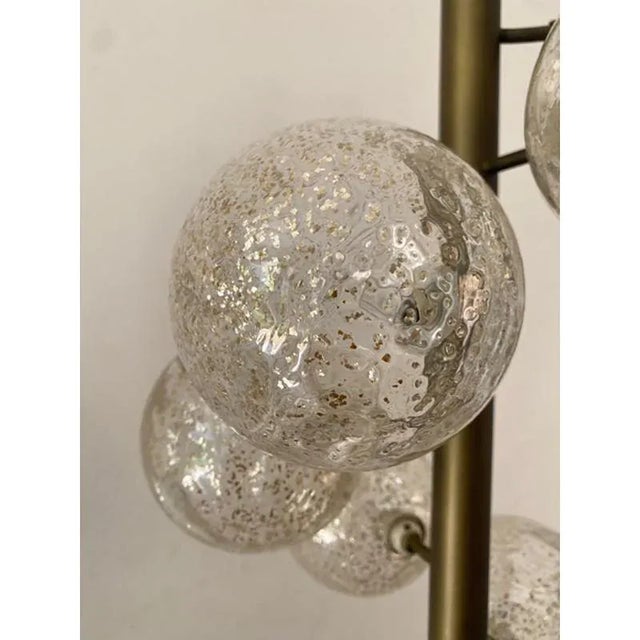 White Spheres with Gold Murano Glass Burnished Floor Lamp by Simoeng For Sale - Image 8 of 9