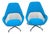 2 Steelcase Coalesse Sw_1 Lounge Chairs Featuring a Striking Bright Blue Upholstery and a Sleek Aluminum Swivel Base. For Sale