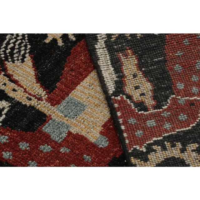 Textile Rug & Kilim’s Caucasian-Style Rug in Black With Horseback Rider Pictorials For Sale - Image 7 of 7
