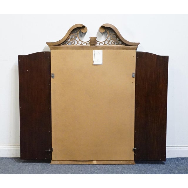 Wood Century Furniture Claridge Collection Solid Mahogany Traditional Style 56" Pierced Pediment Tri-View Mirror For Sale - Image 7 of 8