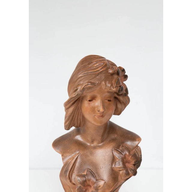 Art Nouveau French Plaster Bust of a Young Woman, 1890s-1910s For Sale - Image 6 of 10