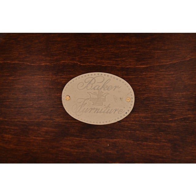 Baker Furniture Georgian Banded Mahogany Double Pedestal Extension Dining Table, Newly Refinished For Sale - Image 12 of 13