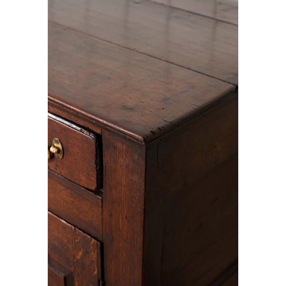 Brown 18th Century Oak Dresser Base With Raised Panel Cupboard Doors (C. 1740) For Sale - Image 8 of 9