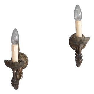 Antique Wall Lights in Brass, 1900, Set of 2 For Sale