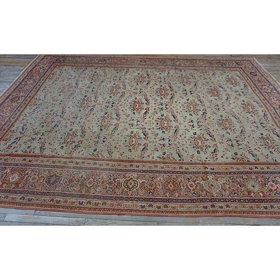 1920s Beige Room Size Antique Allover Floral Knotted Wool Persian Mahal Rug For Sale - Image 4 of 7