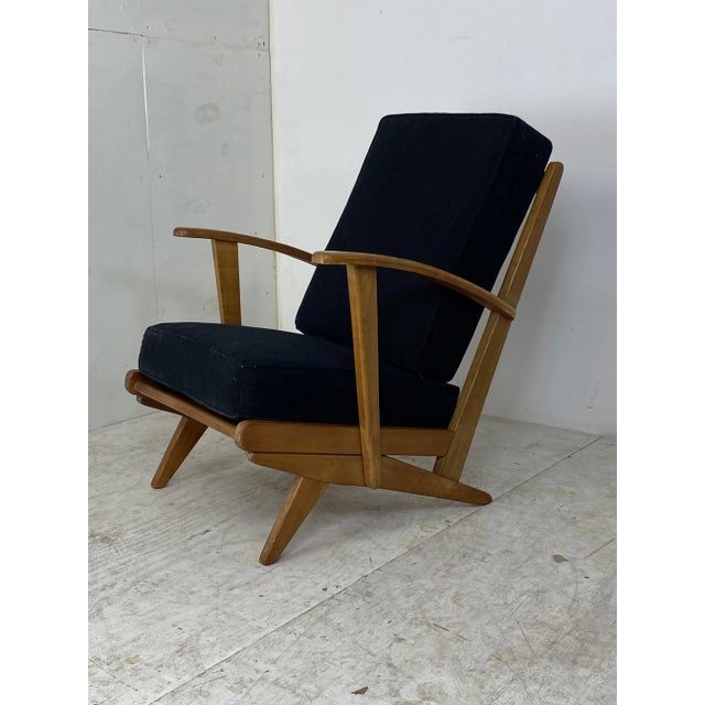 Black Vintage Modernist Easy Chair, 1950s For Sale - Image 8 of 8