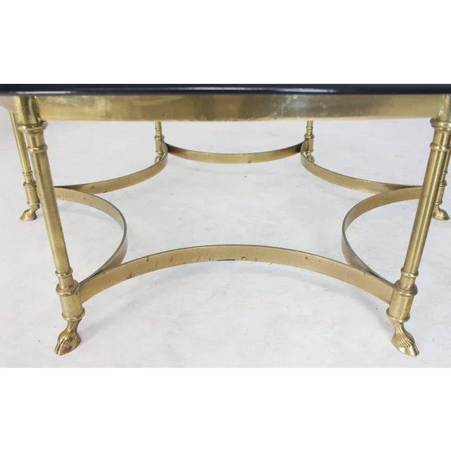 Mid-Century Modern Mid-Century Modern Six Legged Hoof Feet Solid Brass Round Hexagonal Coffee Table For Sale - Image 3 of 8