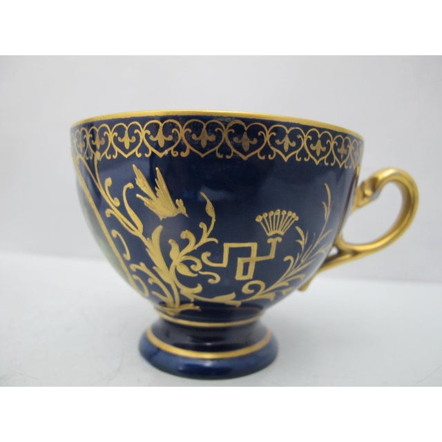 Traditional Carl Knoll Karlsbad Landscape Castle Gilt Painting Porcelain Cup & Saucer For Sale - Image 3 of 9