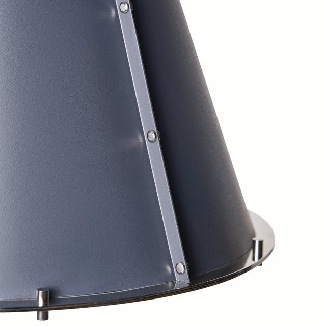 Metal French Maid Chandelier Small, Blue and Polished Nickel For Sale - Image 7 of 10
