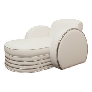 Art Deco Streamline Moderne Chaise Lounge by Jaz — After Donald Deskey Royalchrome, c.1990s For Sale