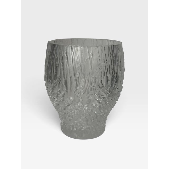 Art Nouveau 1970s Peill & Putzler West German Frosted Sculptural Art Glass Vase For Sale - Image 3 of 13
