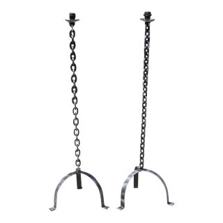 Vintage Mid Century French Maison Jansen Iron Chain Lamps- A Pair For Sale