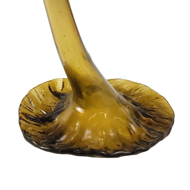 Antique C. 1900 Amber Glass Trumpet Flower Figurine Vase Epergne For Sale - Image 9 of 12