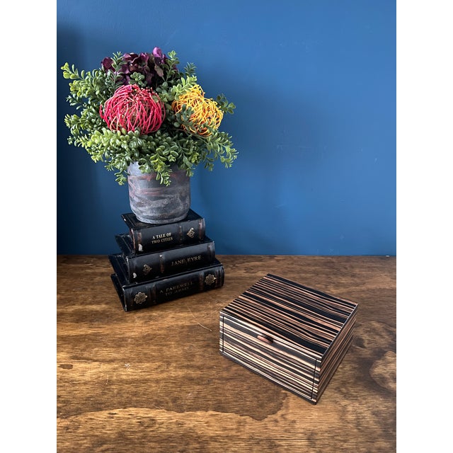 1990s Zebrawood-Style Decorative Box For Sale - Image 12 of 12