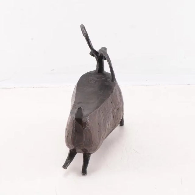 Contemporary Rustic Bronze Sculpture "Dancing Sheep" 1992 by Jill Shwaiko For Sale - Image 3 of 9