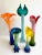 Turquoise Vintage 1990's Post Modern Hand Blown Art Glass Multicolor Ombre Flowers Contemporary Vases - Set of 5 For Sale - Image 8 of 13