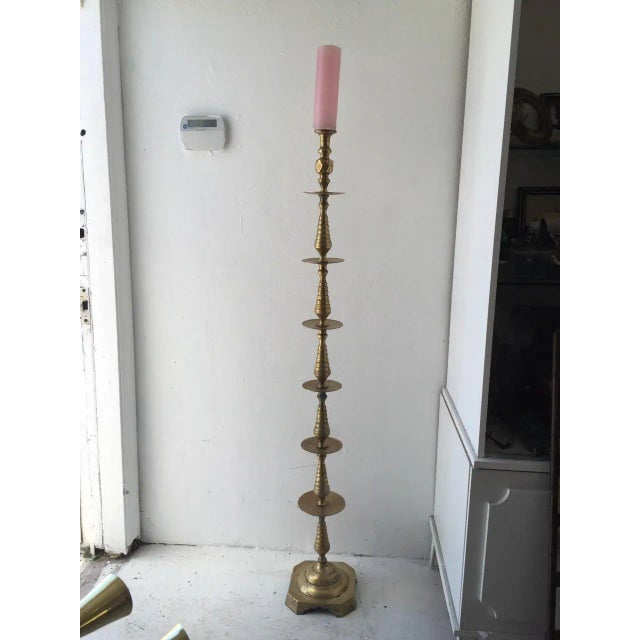 Large brass candle holder/stick. Very nice and decorative piece from 1970's.