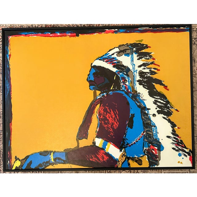 “Southwestern pop” art in the style of Fritz Scholder. Contemporary reproduction canvas print. Image style after vintage...