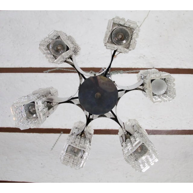 Chandelier in Chrome and Glass by Gaetano Sciolari, Italy, 1960s For Sale - Image 3 of 8