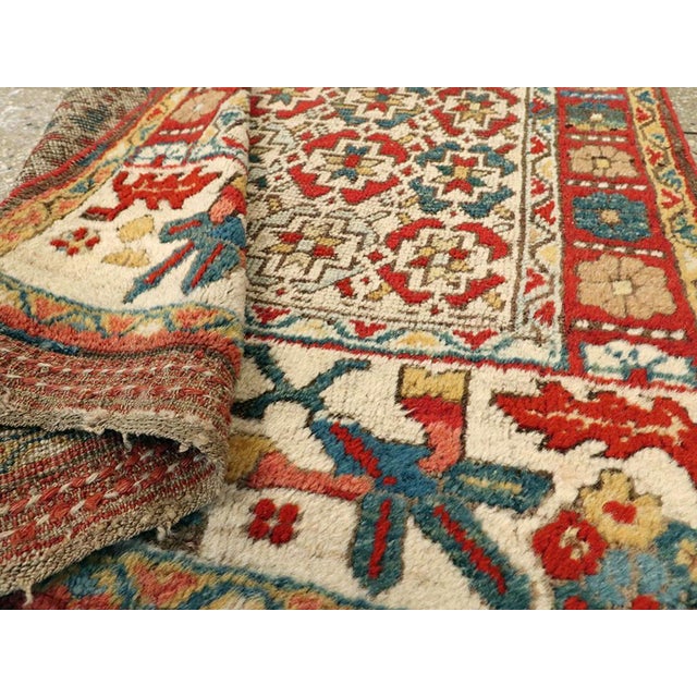 Cream Galerie Shabab Collection Early 20th Century Persian Kurd Bidjar Throw Rug For Sale - Image 8 of 8