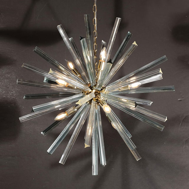 Sky Blue Modernist Hand-Blown Murano Smoked Aquamarine Camer Glass Sputnik Chandelier For Sale - Image 8 of 12
