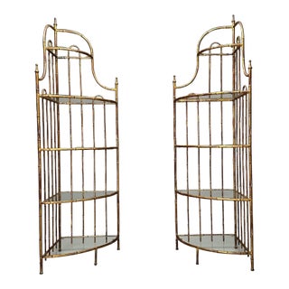 Maison Jansen, Hollywood Regency, Etagères, Brass Faux Bamboo, 1970s For Sale