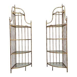 Maison Jansen, Hollywood Regency, Etagères, Brass Faux Bamboo, 1970s