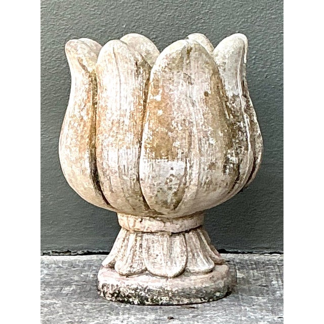 Vintage Patinated Cast Concrete Tulip Planter For Sale - Image 12 of 12