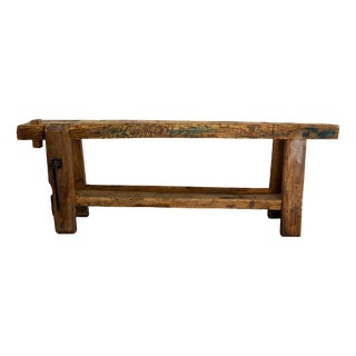 Vintage French Beech Console Table, 1960s For Sale