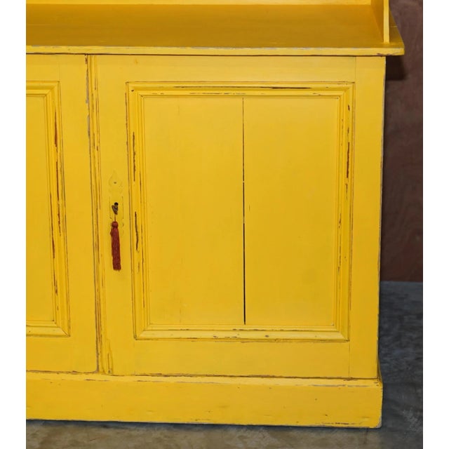 Antique Hungarian Hand Painted Yellow Pine Kitchen Sideboard, 1880s For Sale - Image 6 of 16