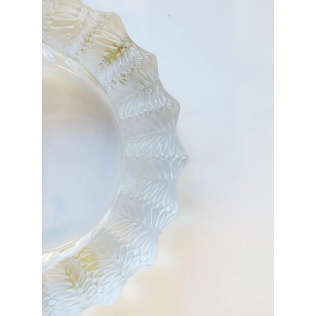 Glass Lalique French Crystal Leaf Design Dish Catchall or Ashtray For Sale - Image 7 of 13