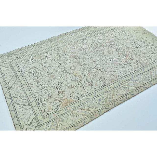 Turkish Oriental Low Pile Neutral Area Rug For Sale - Image 4 of 11