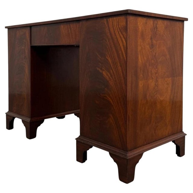 Gold Antique English Serpentine Mahogany Kneehole Desk For Sale - Image 8 of 12