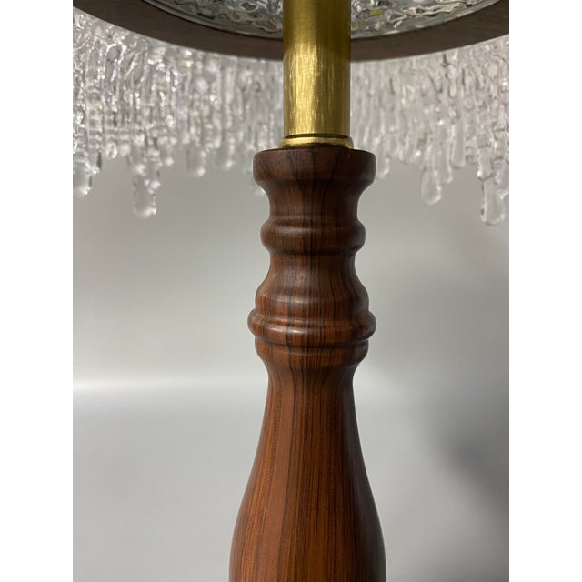 Retro Wood Grain Crystal Table Lamp For Sale - Image 9 of 12