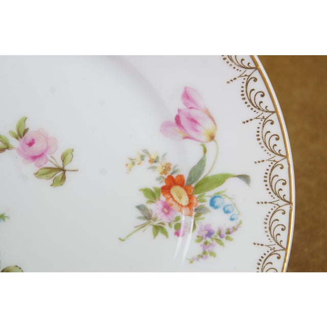 Early 20th Century Vintage Rosenthal Meissen White Porcelain Dessert Plates Set Floral & Gold - Set of 6 For Sale - Image 5 of 11