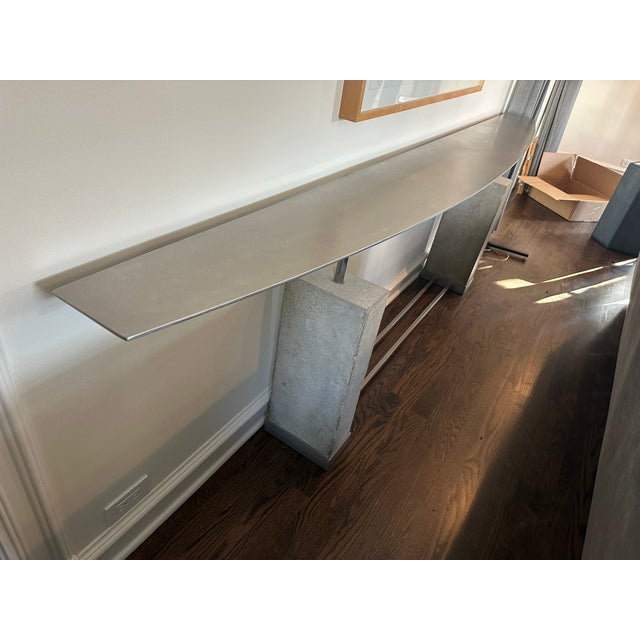 Silver Michael Heltzer Steel and Cast Stone Console Table One of a Kind For Sale - Image 8 of 8