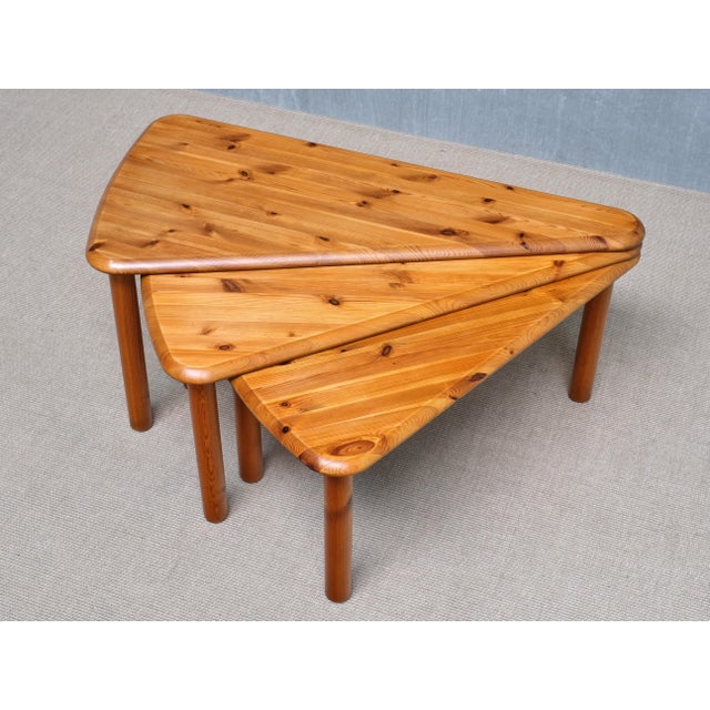 Swedish Modern Modular Fan-Shaped Coffee Table in Pine Wood, 1960s For Sale - Image 12 of 14