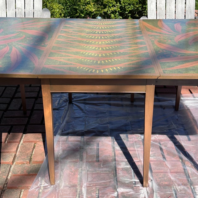Green Mid 20th Century Artist Painted Drop Leaf Henkel Harris Table For Sale - Image 8 of 12